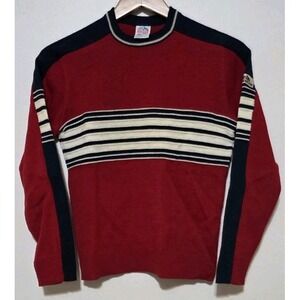 NOS Vintage Rockee USA Sweater Woman M Red White Rocky Mountain Wool Knit Thick